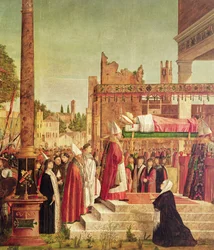 (detalle) del Martirio de los Peregrinos y el Funeral de Santa Úrsula, del Ciclo de Santa Úrsula, 1490-94